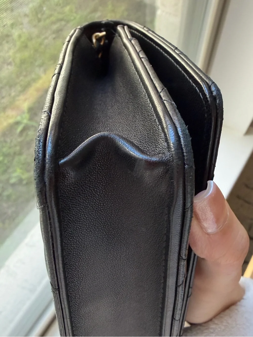 CHANEL Black Quilted Leather Crossbody with Gold CC